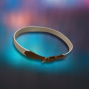 Coach Beige Smooth Cotton Belt with leather Buckle Ensembel.